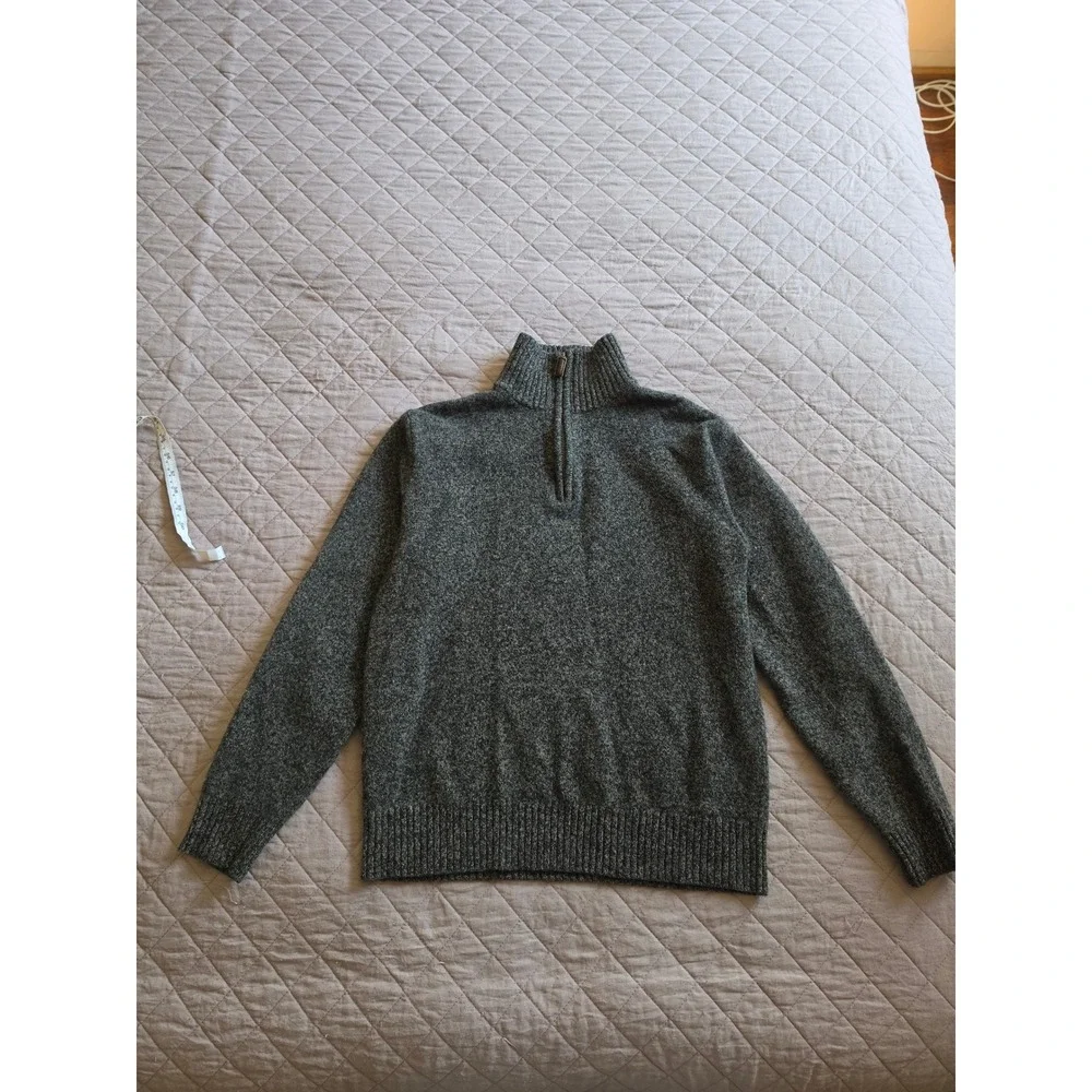 J.Crew Lambswool 1/4 zip GRAY preppy Old Money Quiet Luxury Sweater sz M‎